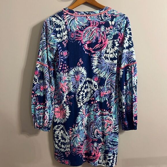 Lilly Pulitzer Joy Dress Deep Indigo Gypsea Girl Pink Blue Tassels Women’s S - Picture 11 of 14